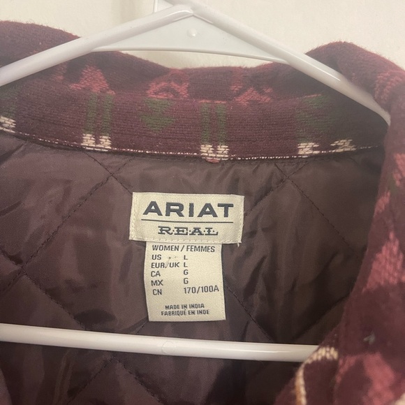 Ariat Western Aztec Maroon Purple Patterned Shacket Barn Jacket - Picture 3 of 9
